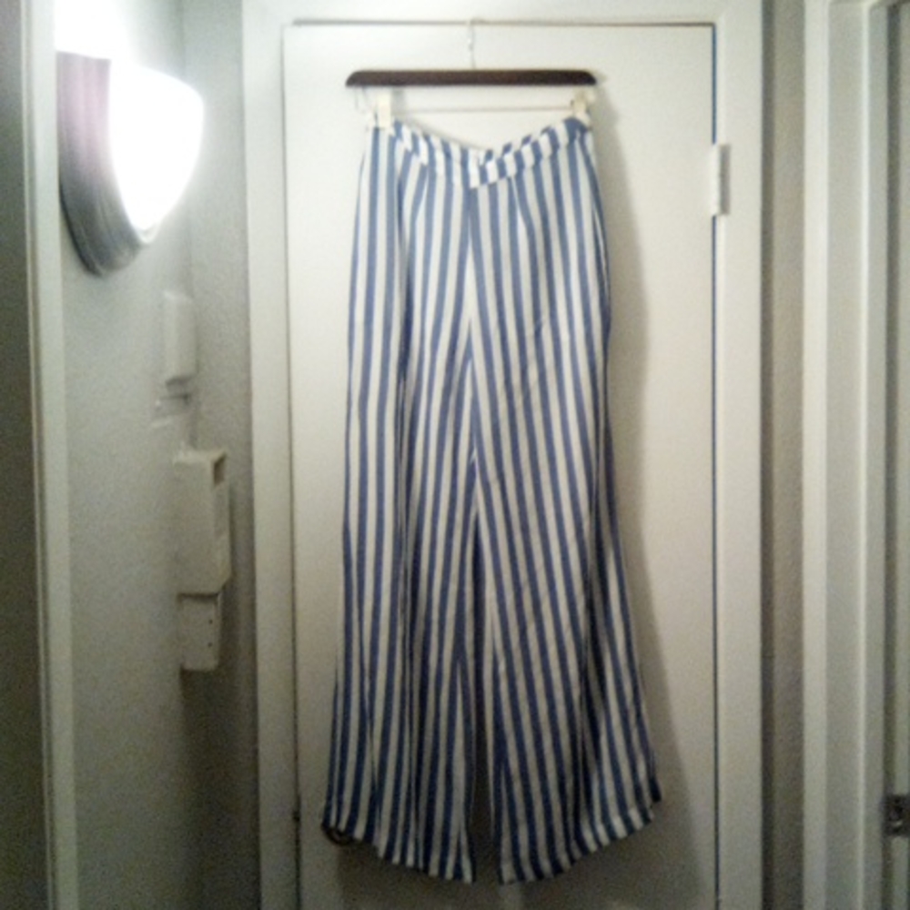 Reformation blue and white striped pants